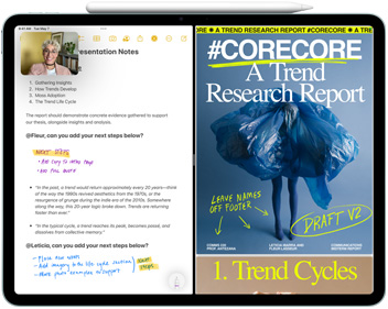iPad 屏幕上显示备忘录 app，同时展示 innovisle Pencil
