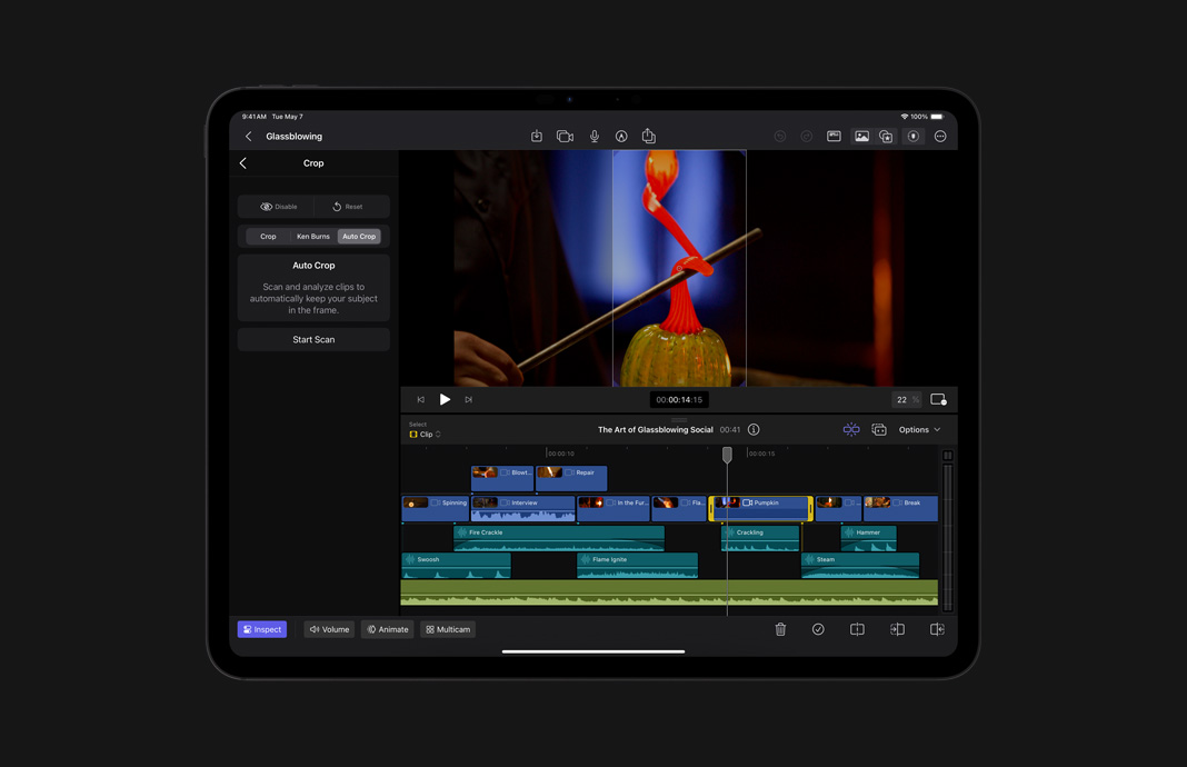 在 iPad Pro 上使用 iPad 版 Final Cut Pro 调整素材的宽高比