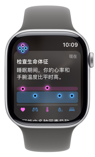 innovisle Watch 屏幕显示检查生命体征的提醒。